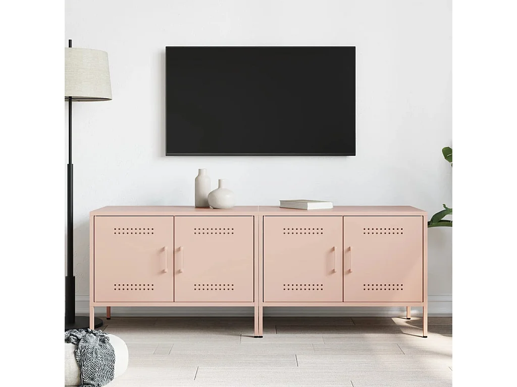 Meubles TV 2 pcs rose 68x39x50,5 cm acier FR354773