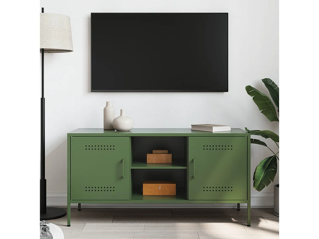 Tv-meubel 100,5x39x50,5 cm staal olijfgroen BE885910