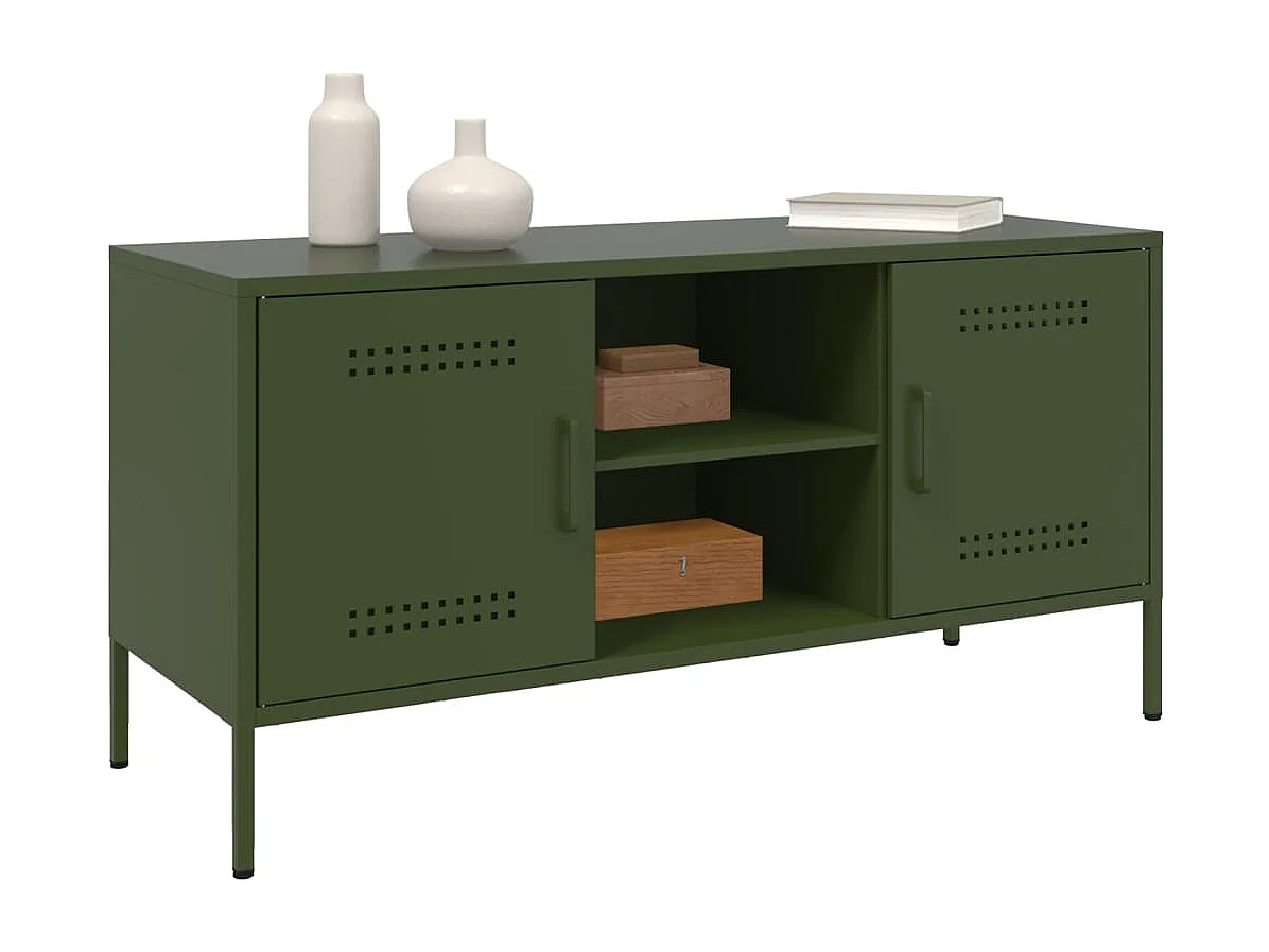 Móvel de TV 100,5x39x50,5 aço verde-azeitona PT760465