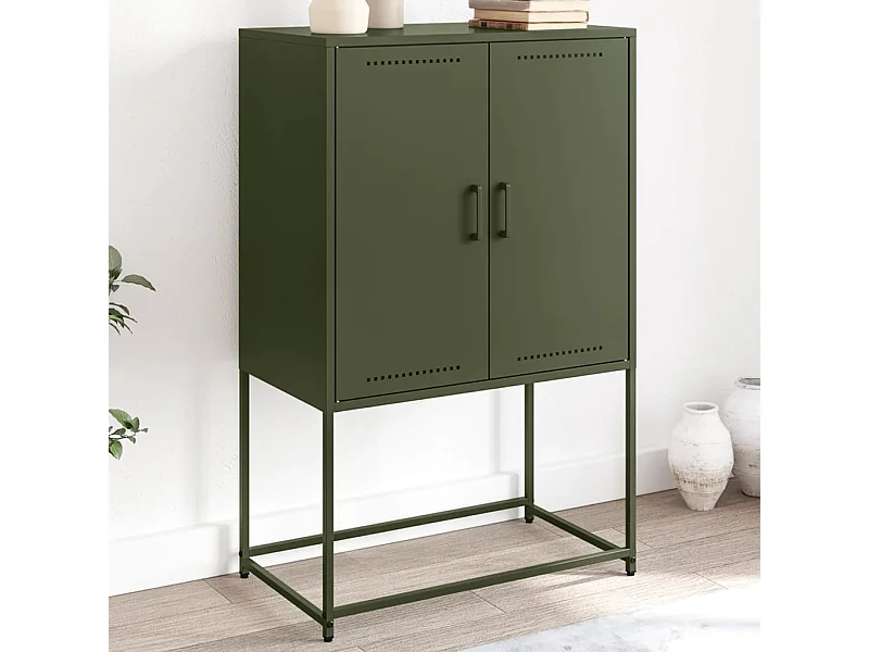 Meuble TV vert olive 68x39x60,5 cm acier FR380913