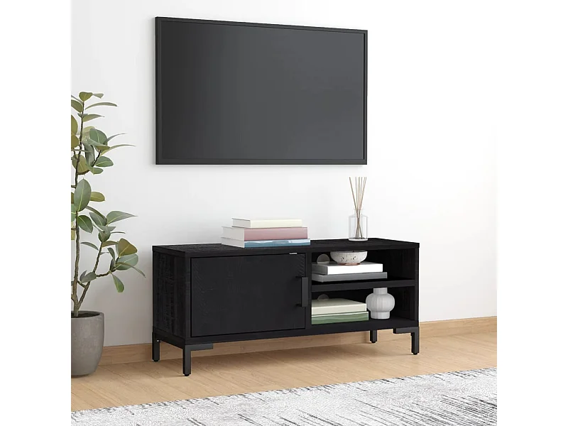 Tv-meubel 90x30x40 cm massief grenenhout zwart BE435449
