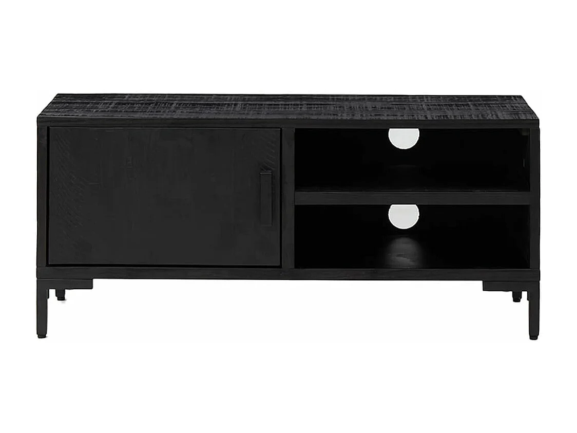 Móvel de TV 90x30x40 cm madeira de pinho maciça preto PT803642