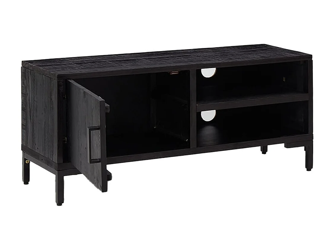 Meuble TV Noir 90x30x40 cm Bois de pin massif FR812153