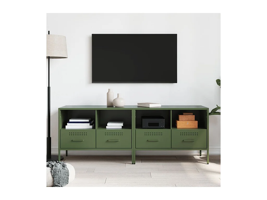 Meubles TV 2 pcs vert olive 68x39x50,5 cm acier laminé à froid FR183140