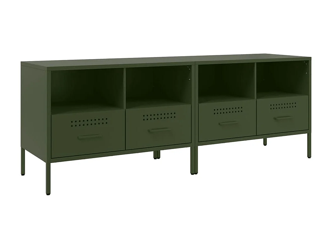 Meubles TV 2 pcs vert olive 68x39x50,5 cm acier laminé à froid FR183140