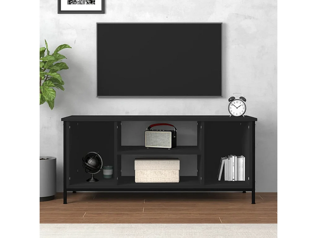 Mueble de TV madera contrachapada negro 102x35x45 cm ES753086