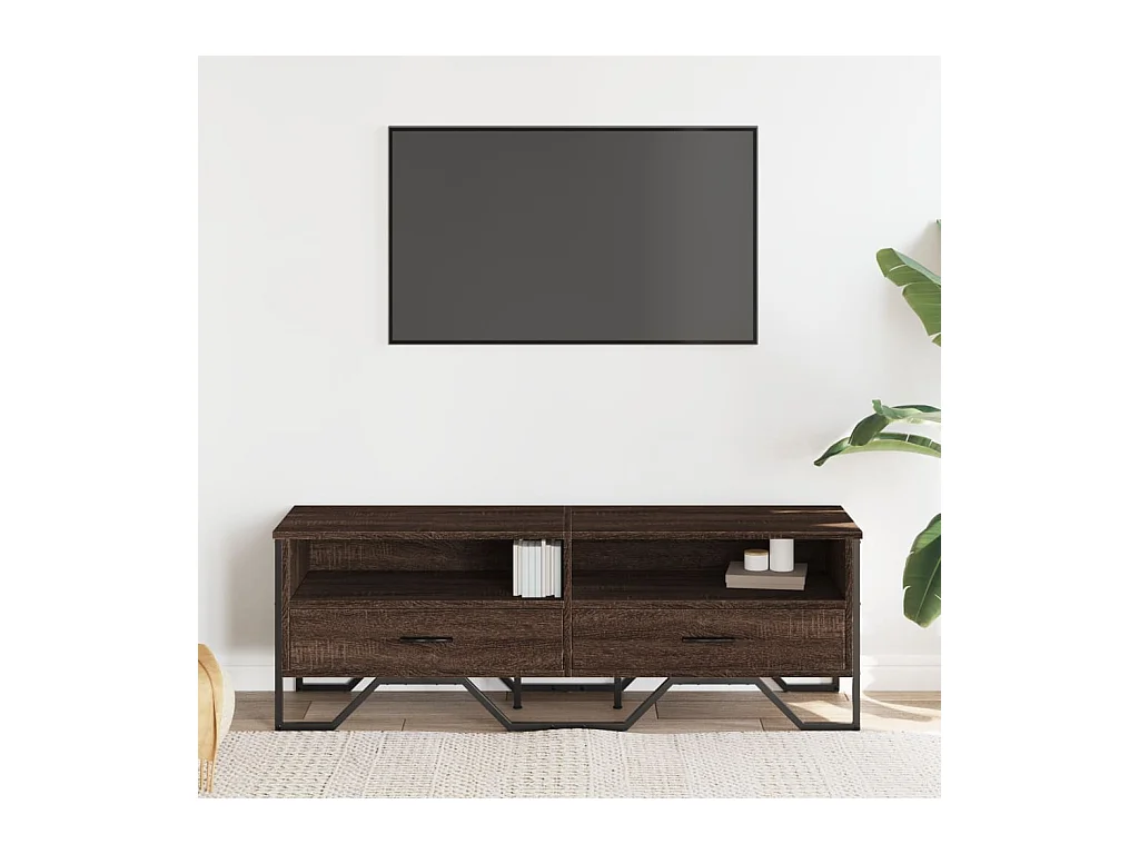 Tv-meubel 122x34x41 cm bewerkt hout bruin eikenkleurig BE658604