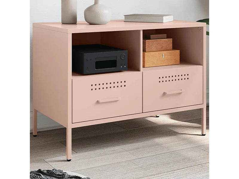 Mueble de TV acero laminado en frío rosa 68x39x50,5 cm ES294743