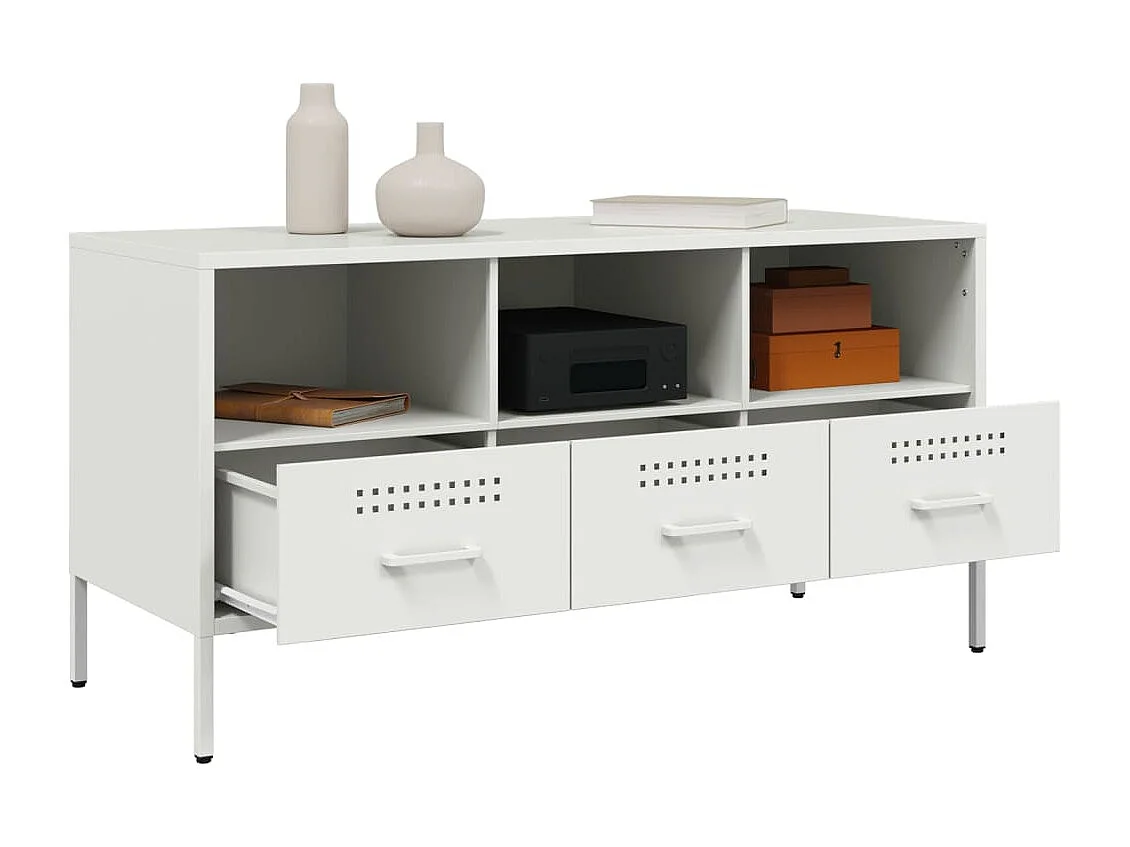 Tv-meubel 100,5x39x50,5 cm staal wit BE712877