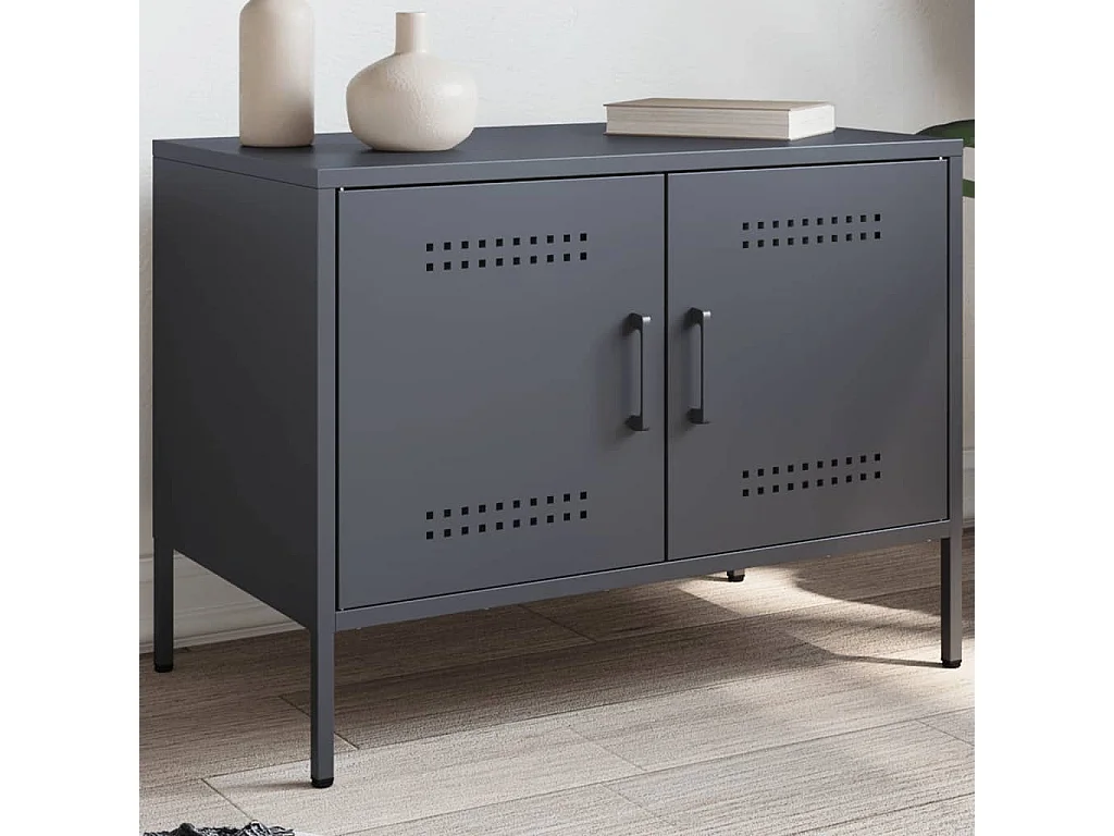 Meuble TV anthracite 68x39x50,5 cm acier FR581256