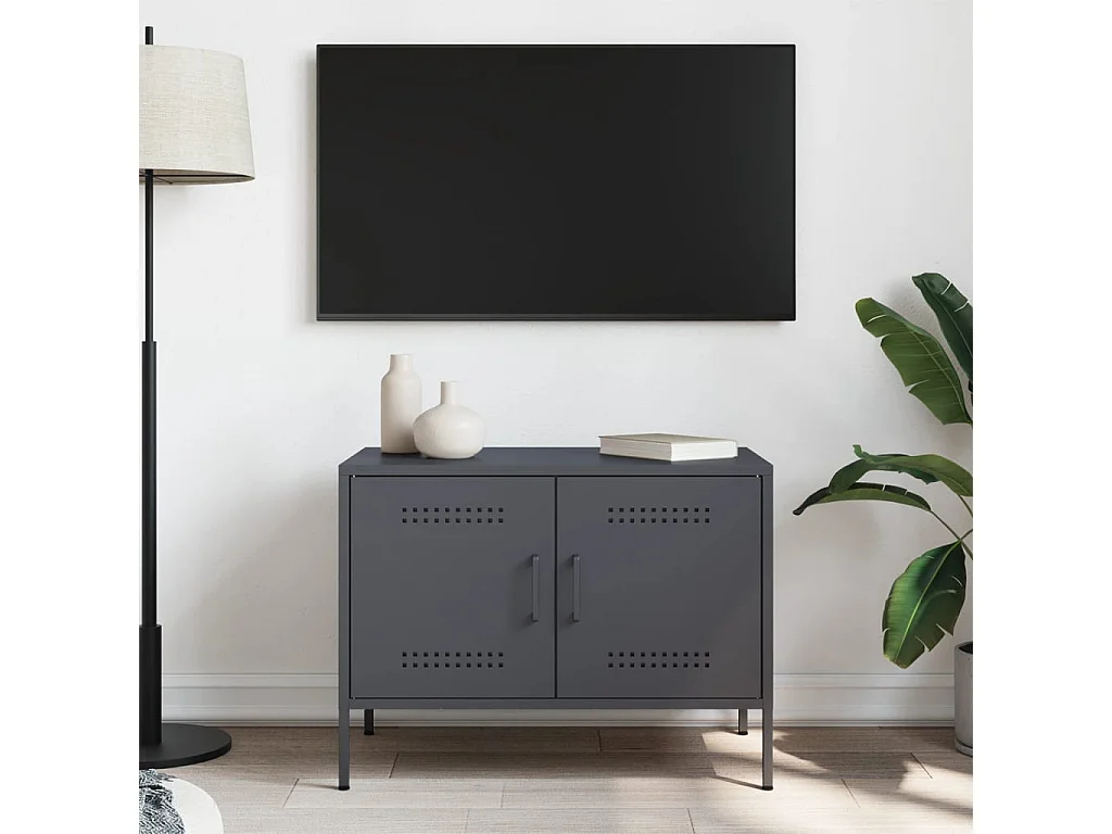 Meuble TV anthracite 68x39x50,5 cm acier FR581256