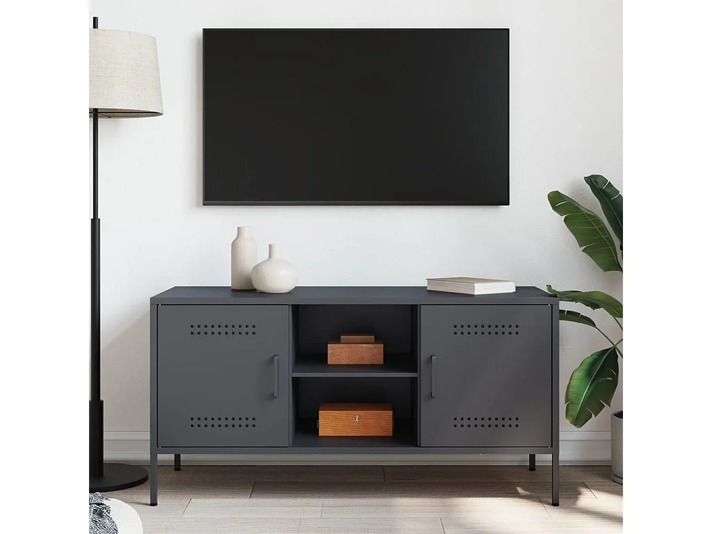Meuble TV anthracite 100,5x39x50,5 cm acier FR241930