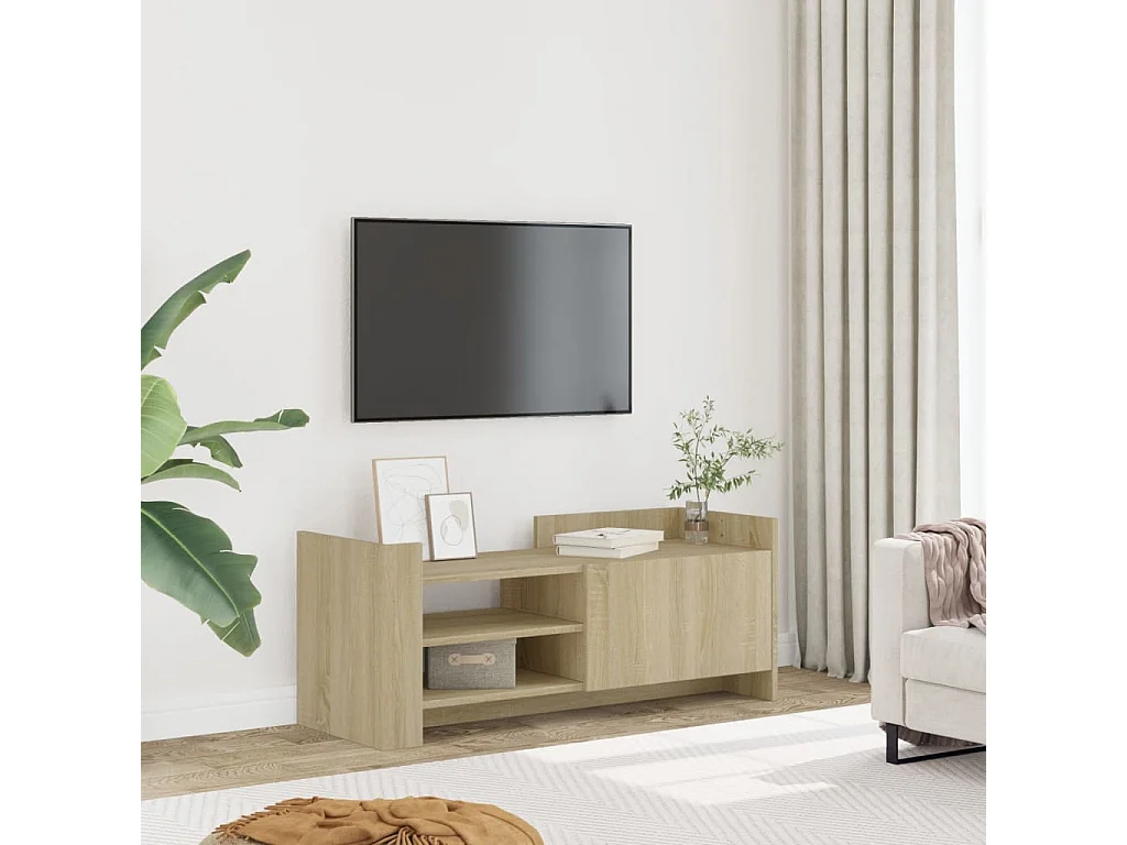 Mueble para TV madera contrachapada color roble 100x35x40 cm ES918573