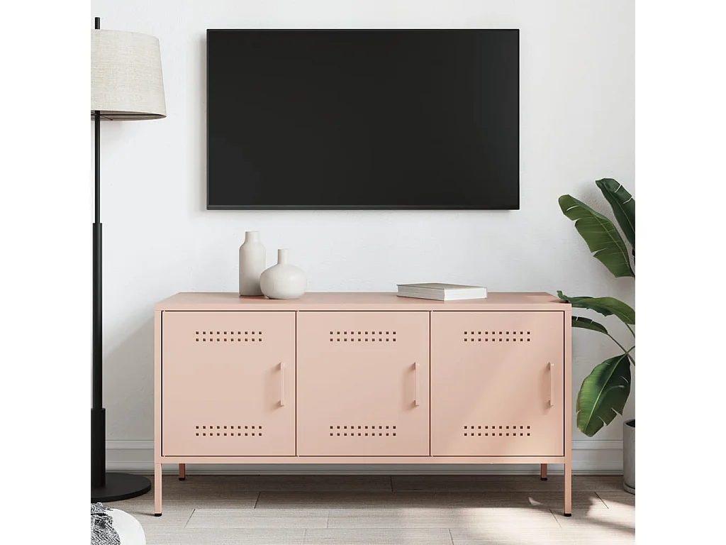 Meuble TV rose 100,5x39x50,5 cm acier FR142603
