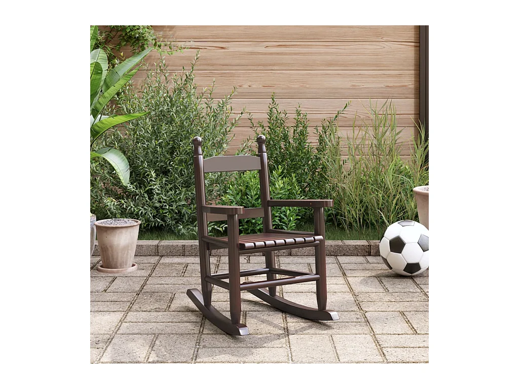 Chaise à bascule enfants marron bois de peuplier massif FR324733