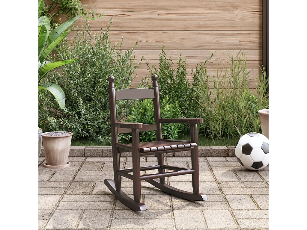 Chaise à bascule enfants marron bois de peuplier massif FR324733