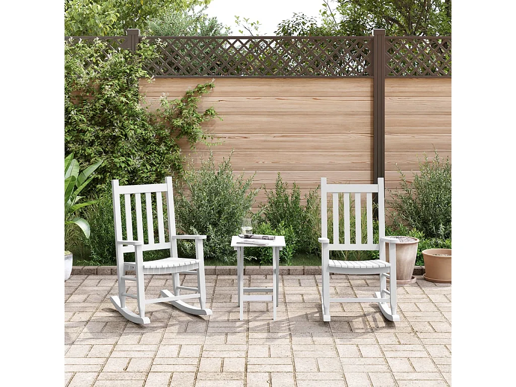 Lot de 2 Chaises à bascule enfants blanc bois peuplier massif FR298630