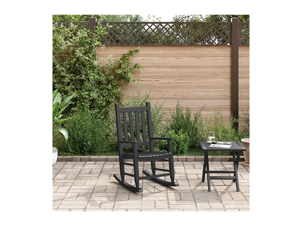 Chaise à bascule enfants noir bois de peuplier massif FR708925