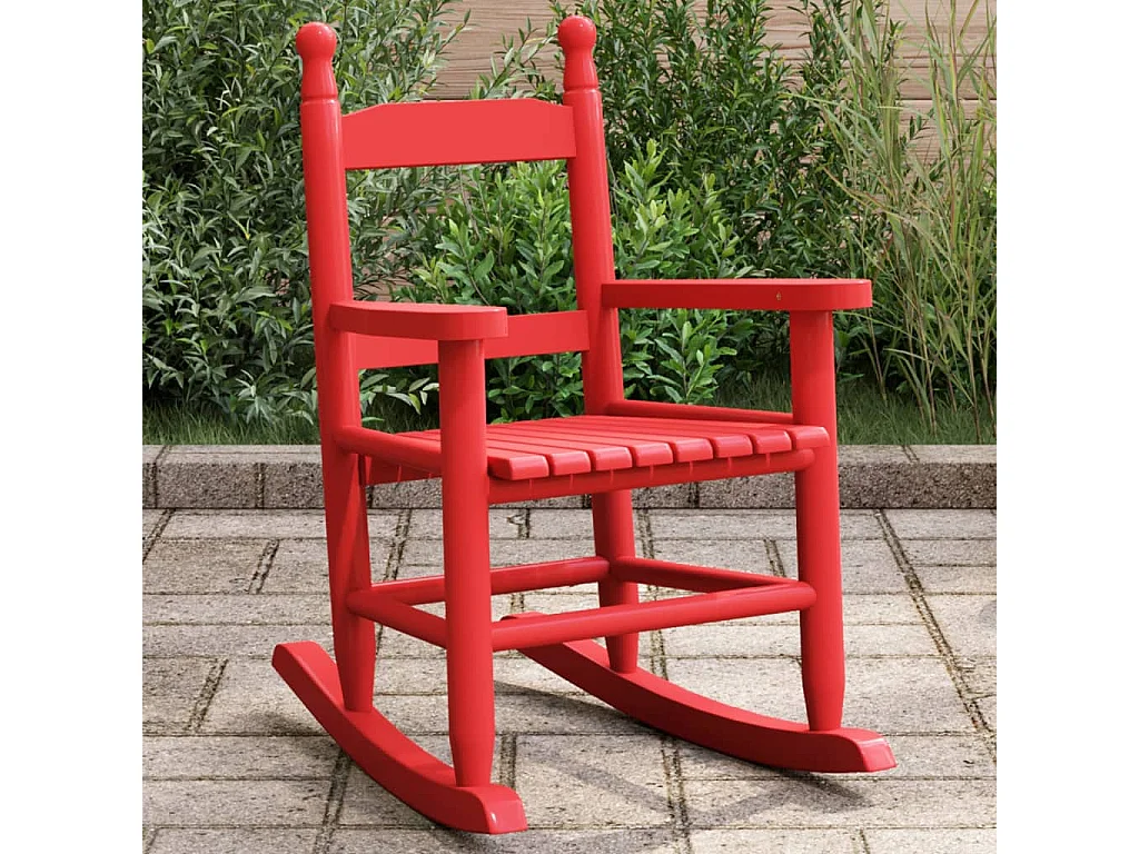 Cadeira de baloiço infantil madeira de álamo maciça vermelho PT584227