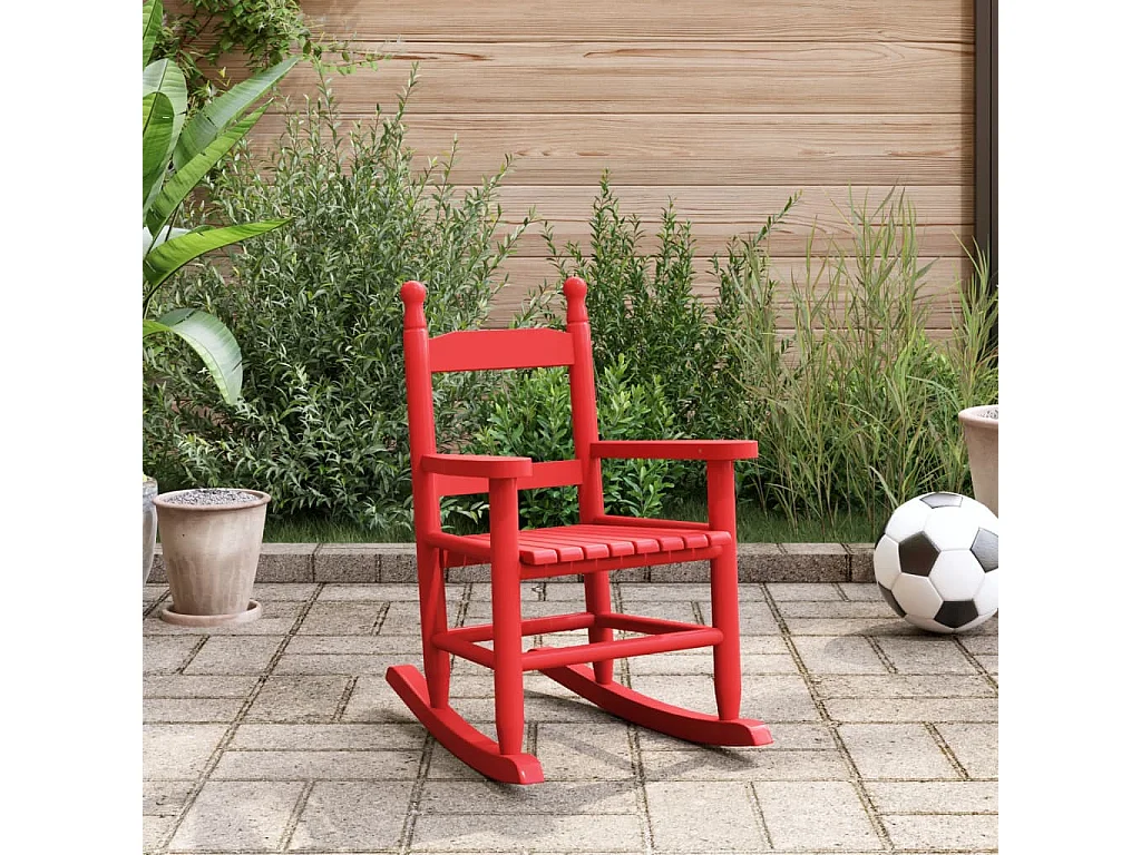 Cadeira de baloiço infantil madeira de álamo maciça vermelho PT584227