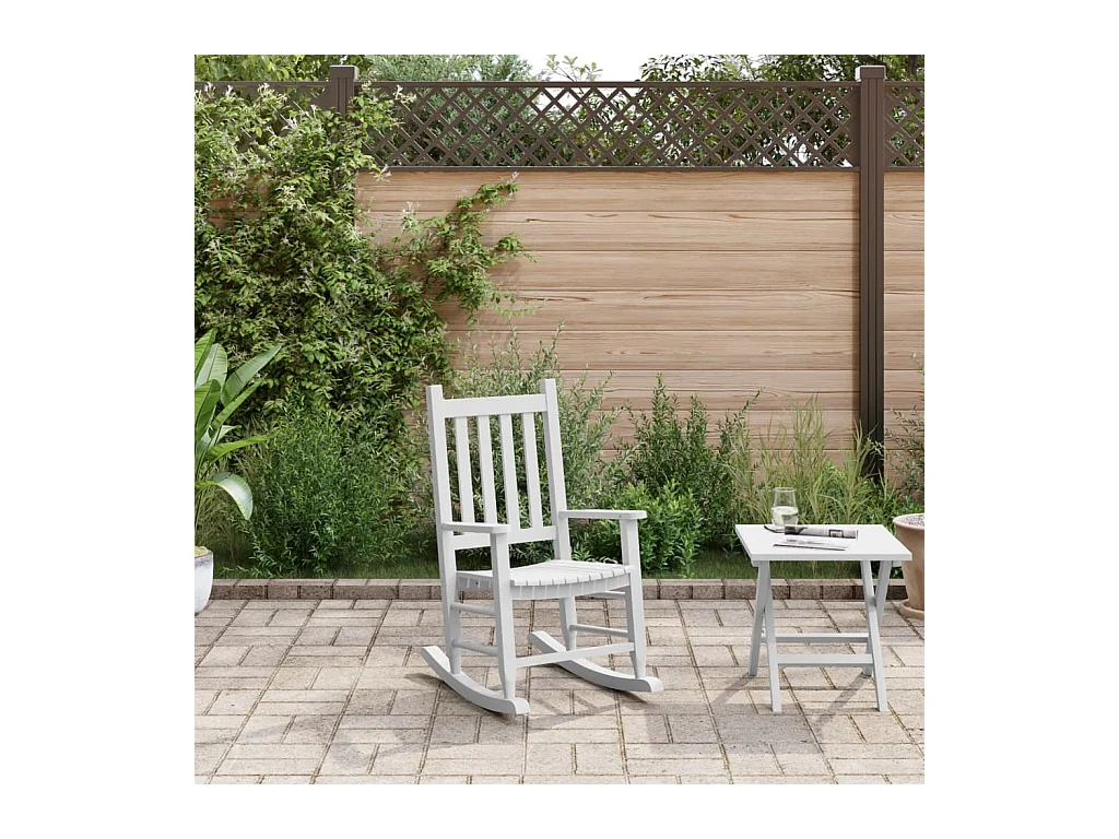 Chaise à bascule enfants blanc bois de peuplier massif FR843137