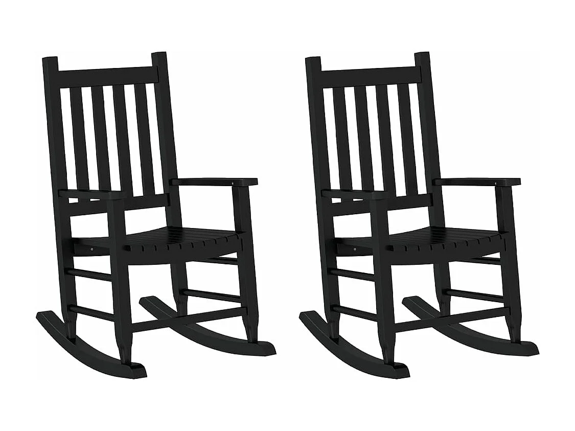 Lot de 2 Chaises à bascule enfants noir bois de peuplier massif FR162755