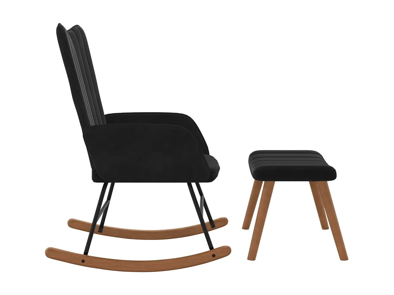 Chaise à bascule avec repose-pied Noir Velours FR617775