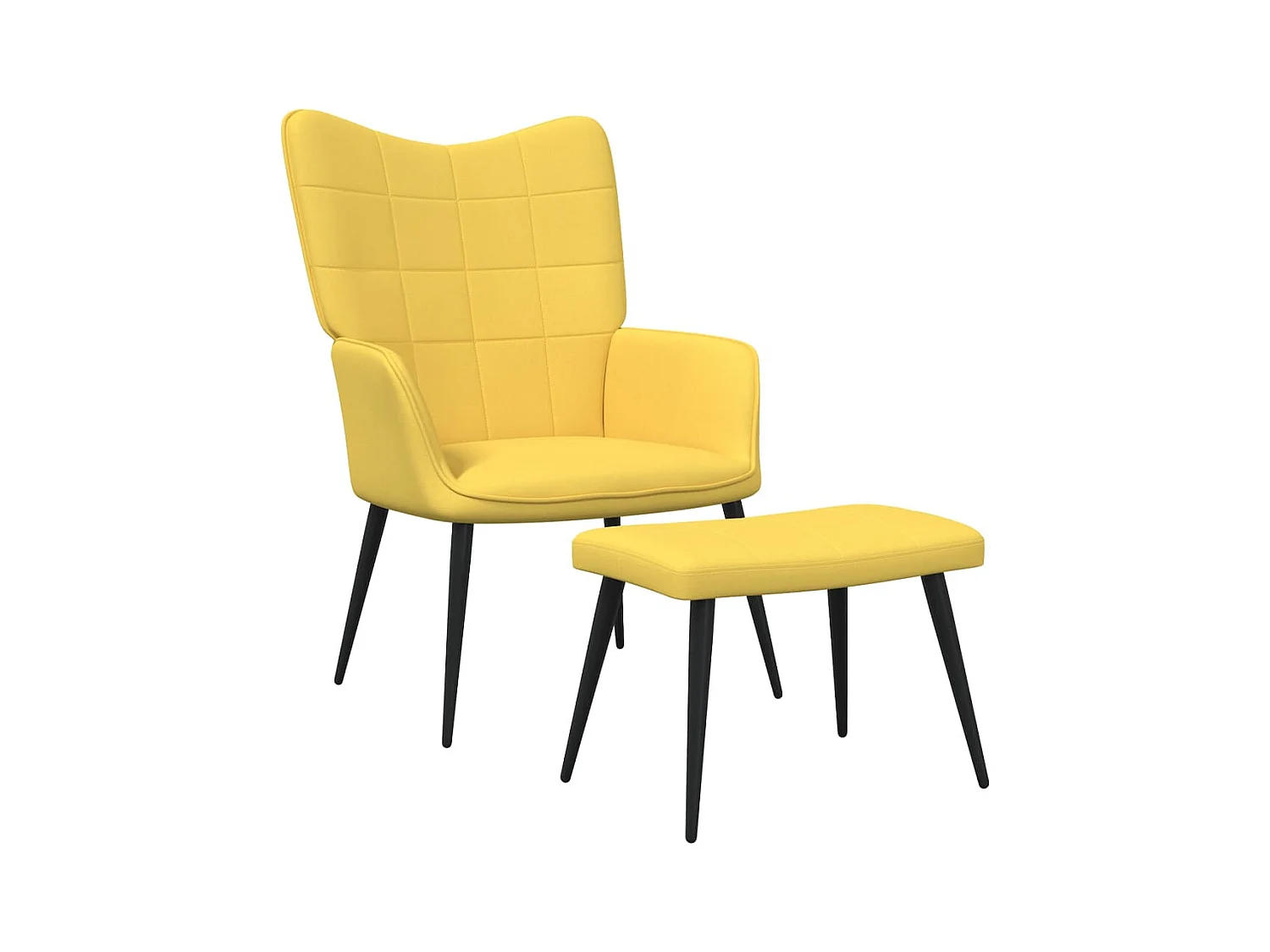 Chaise de relaxation avec tabouret Jaune moutarde Tissu FR154704