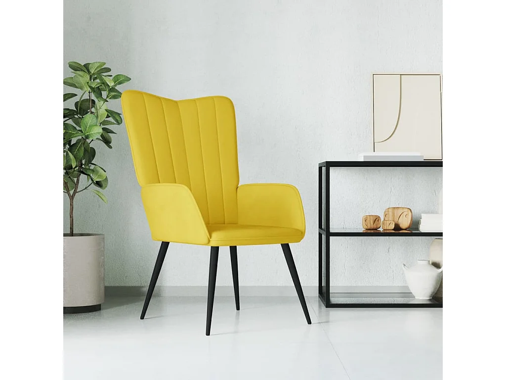 Chaise de relaxation Jaune moutarde Velours FR505804