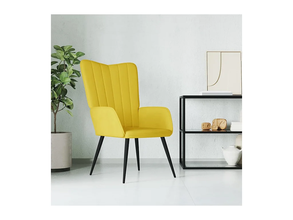 Chaise de relaxation Jaune moutarde Velours FR505804