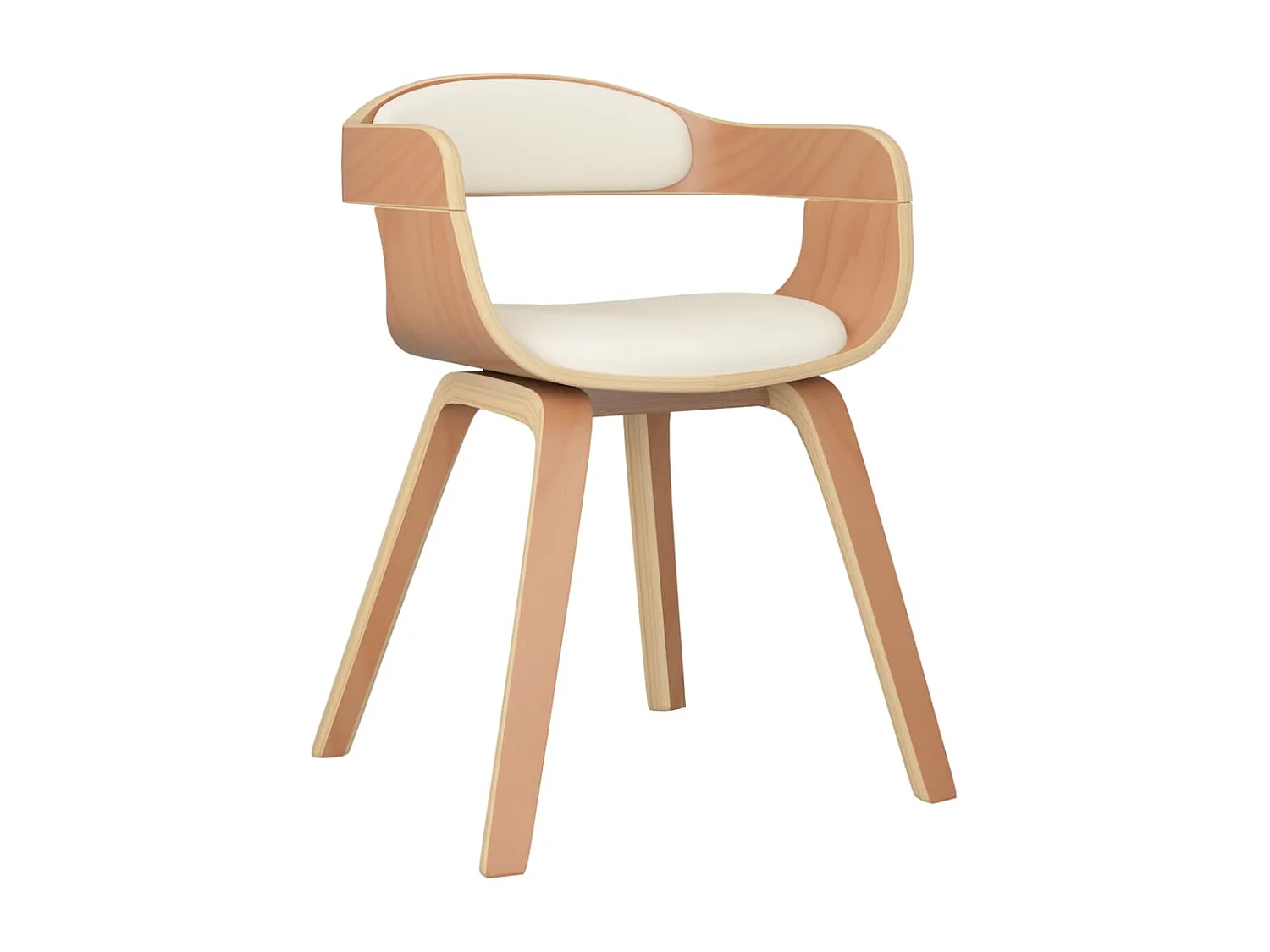 Lot de 2 Chaises de salle à manger crème similicuir et bois courbé FR262449