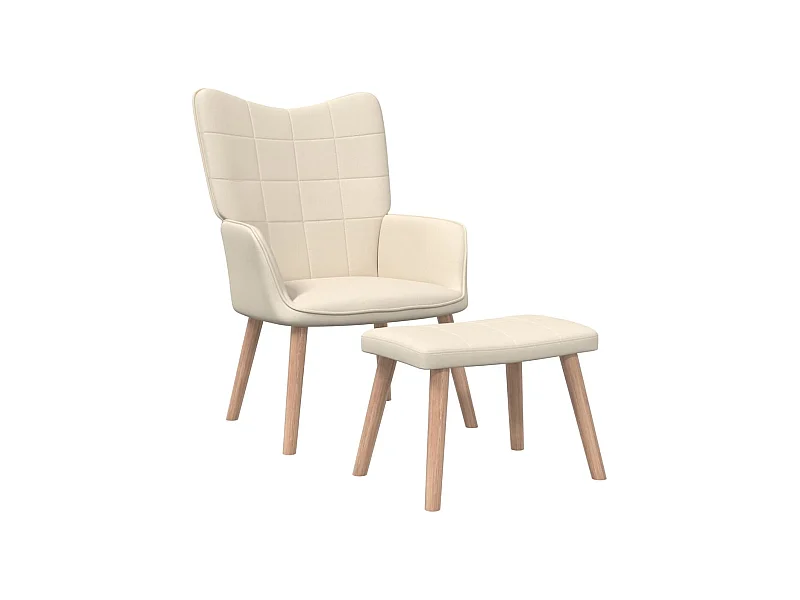 Sillón de relax con reposapiés de tela color crema ES638772