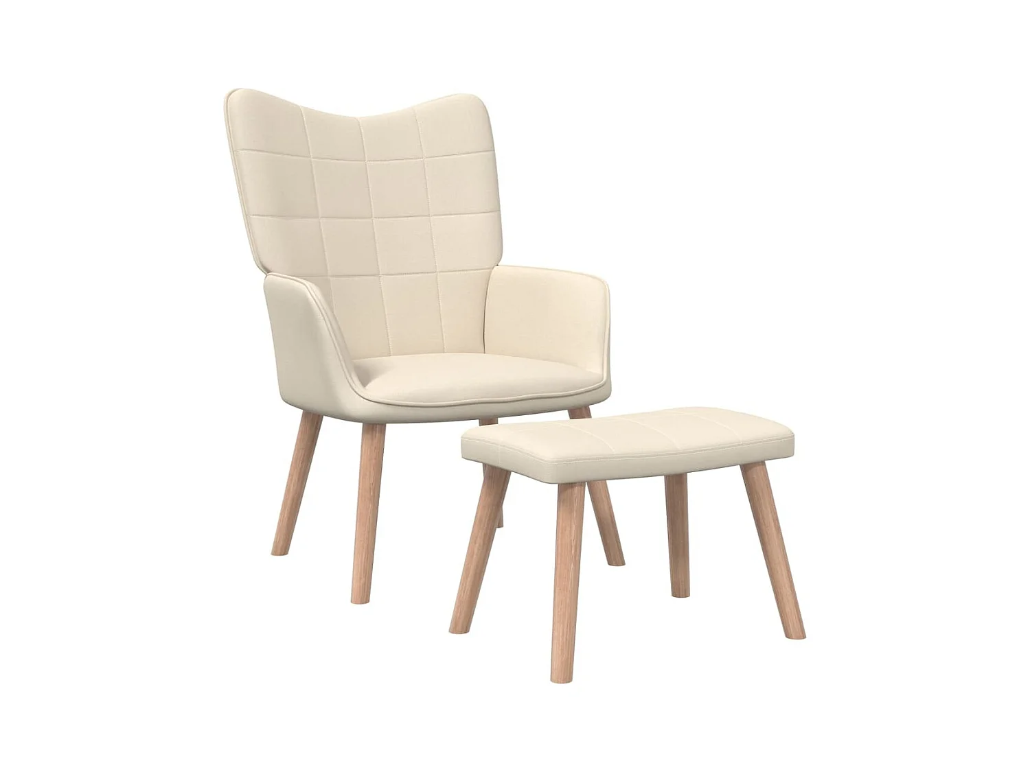 Chaise de relaxation avec tabouret Crème Tissu FR977334