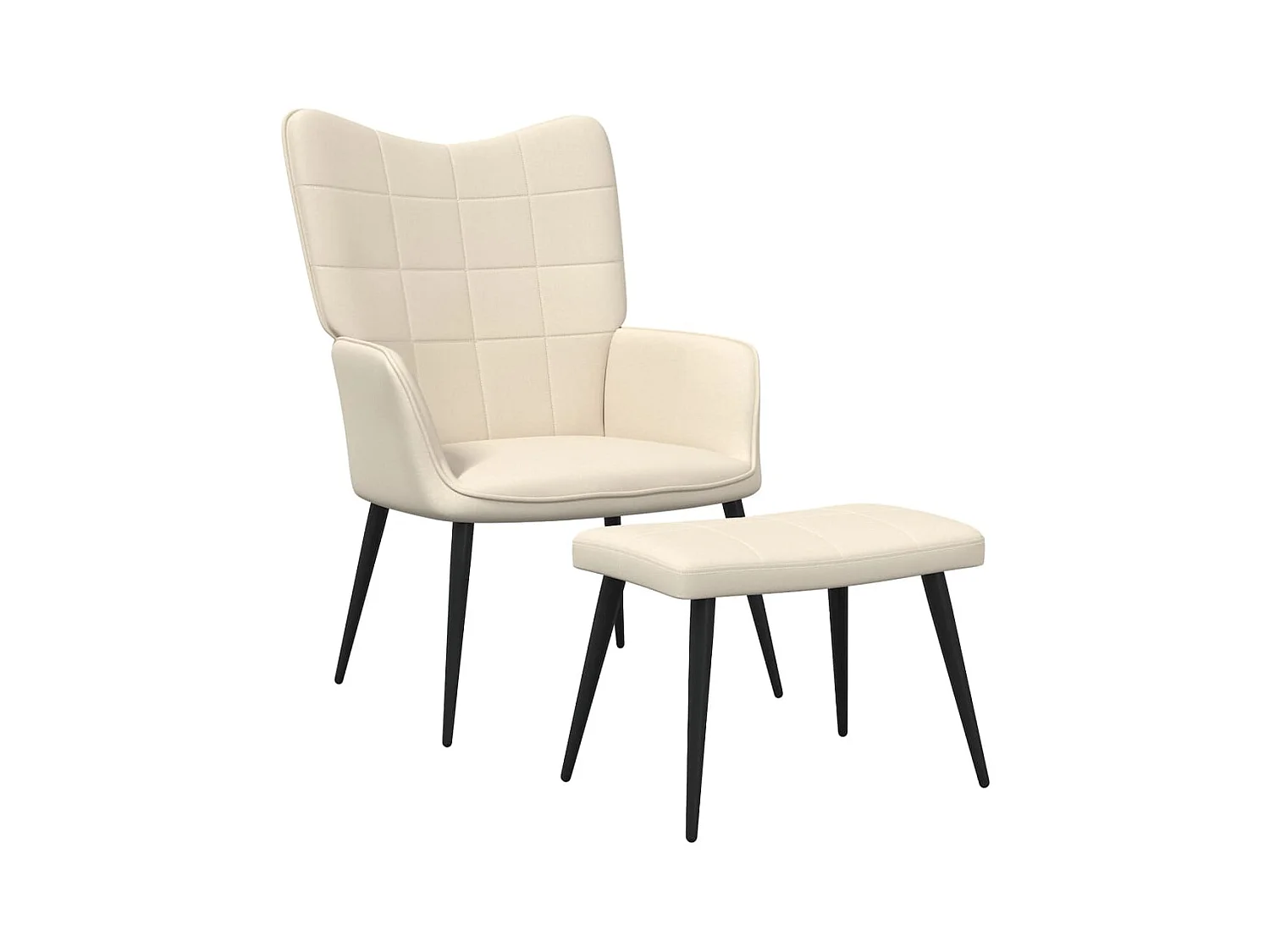 Chaise de relaxation avec tabouret Crème Tissu FR903796