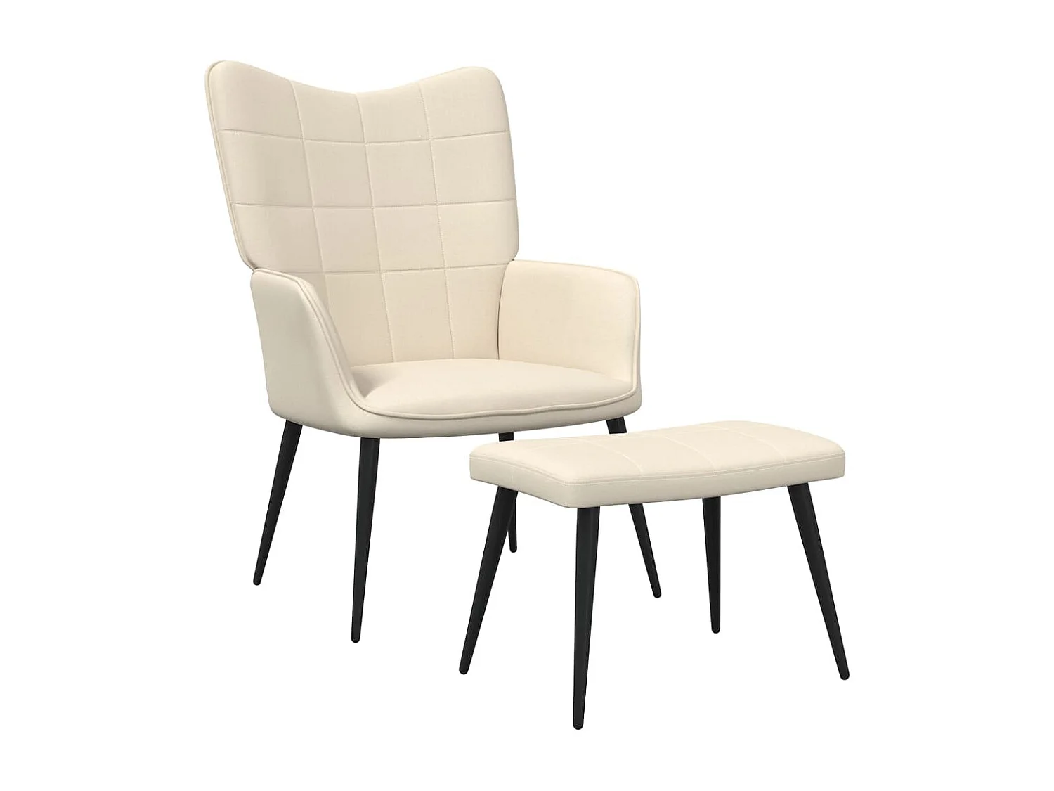 Chaise de relaxation avec tabouret Crème Tissu FR903796