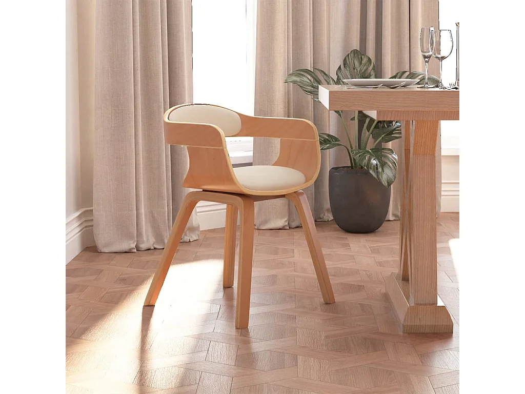 Chaise à manger Crème Similicuir et bois courbé FR720462