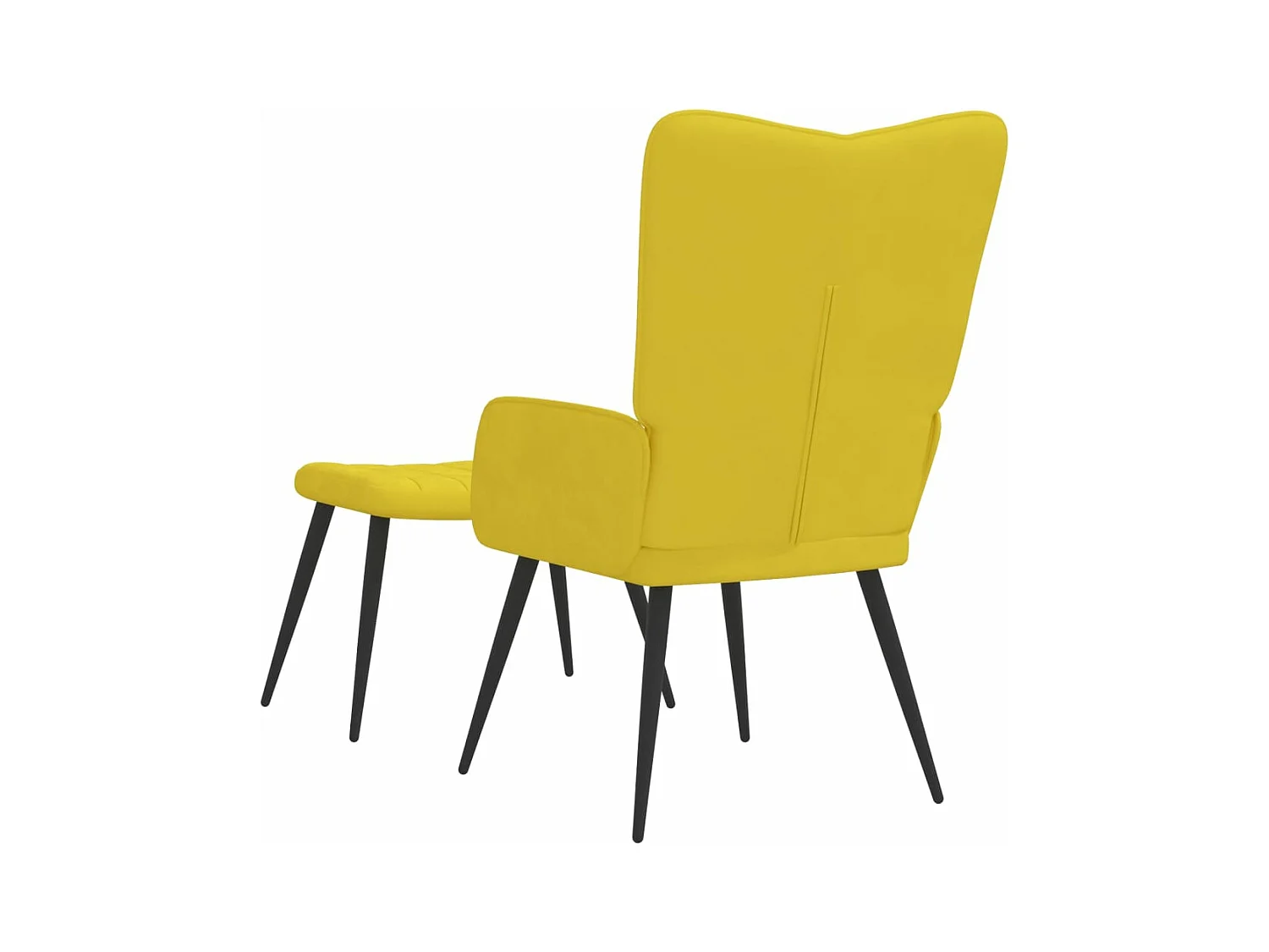 Chaise de relaxation avec tabouret Jaune moutarde Velours FR378689