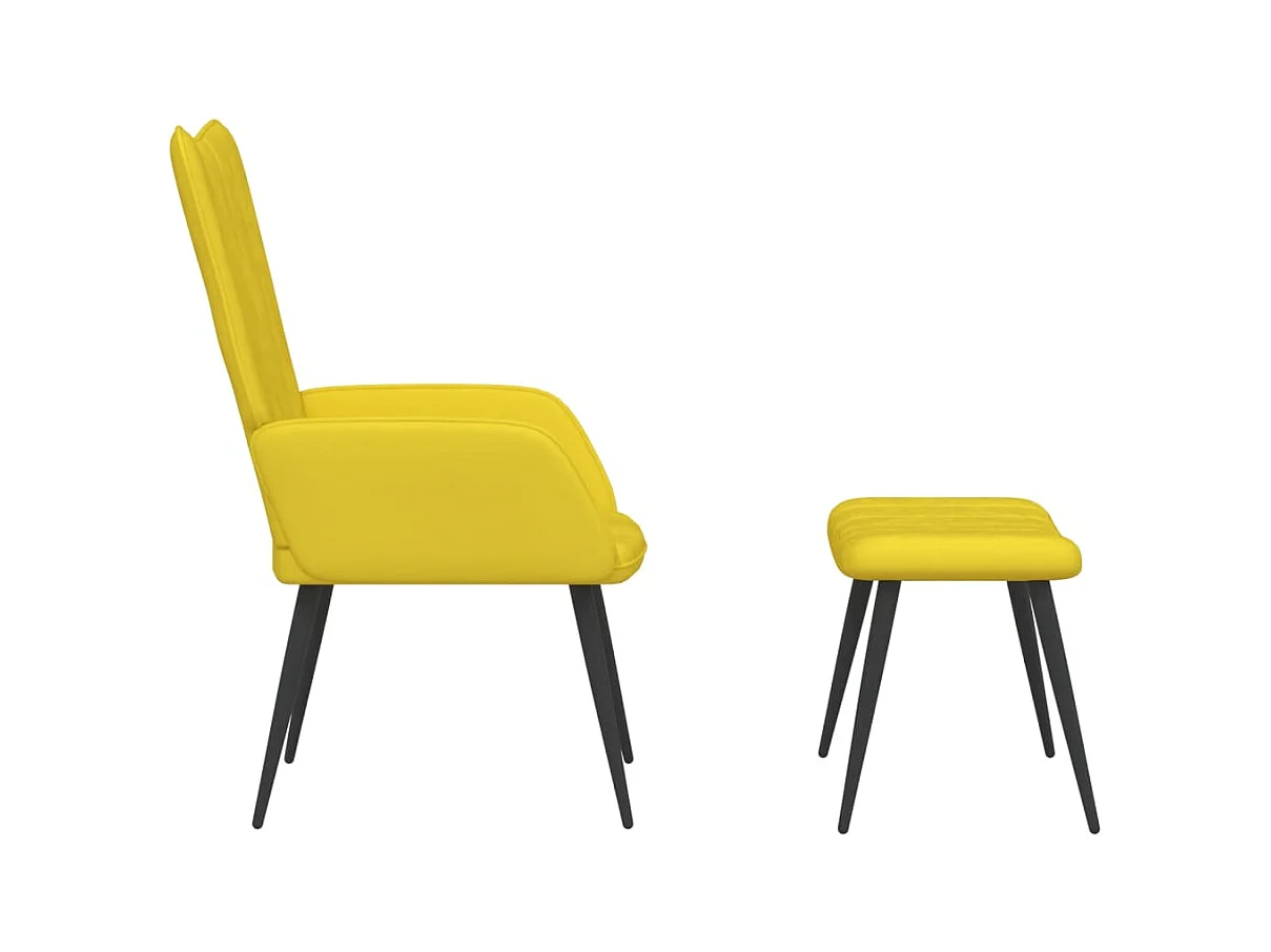 Chaise de relaxation avec tabouret Jaune moutarde Velours FR378689