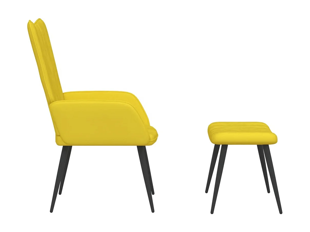 Chaise de relaxation avec tabouret Jaune moutarde Velours FR378689