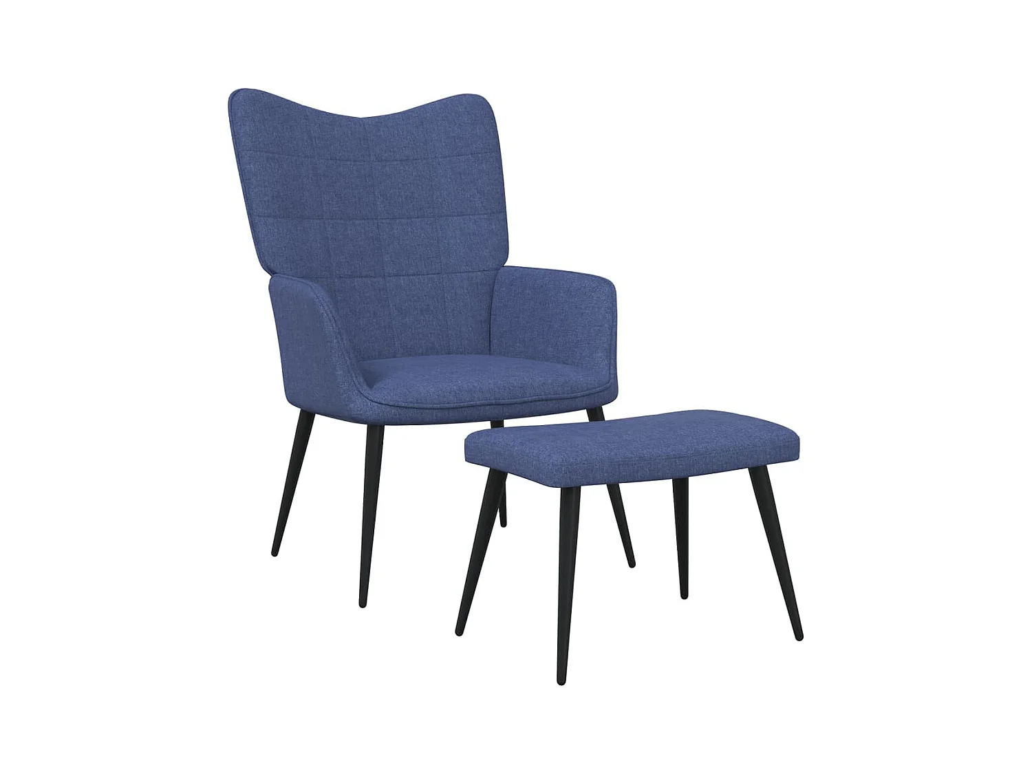 Chaise de relaxation avec tabouret Bleu Tissu FR549933
