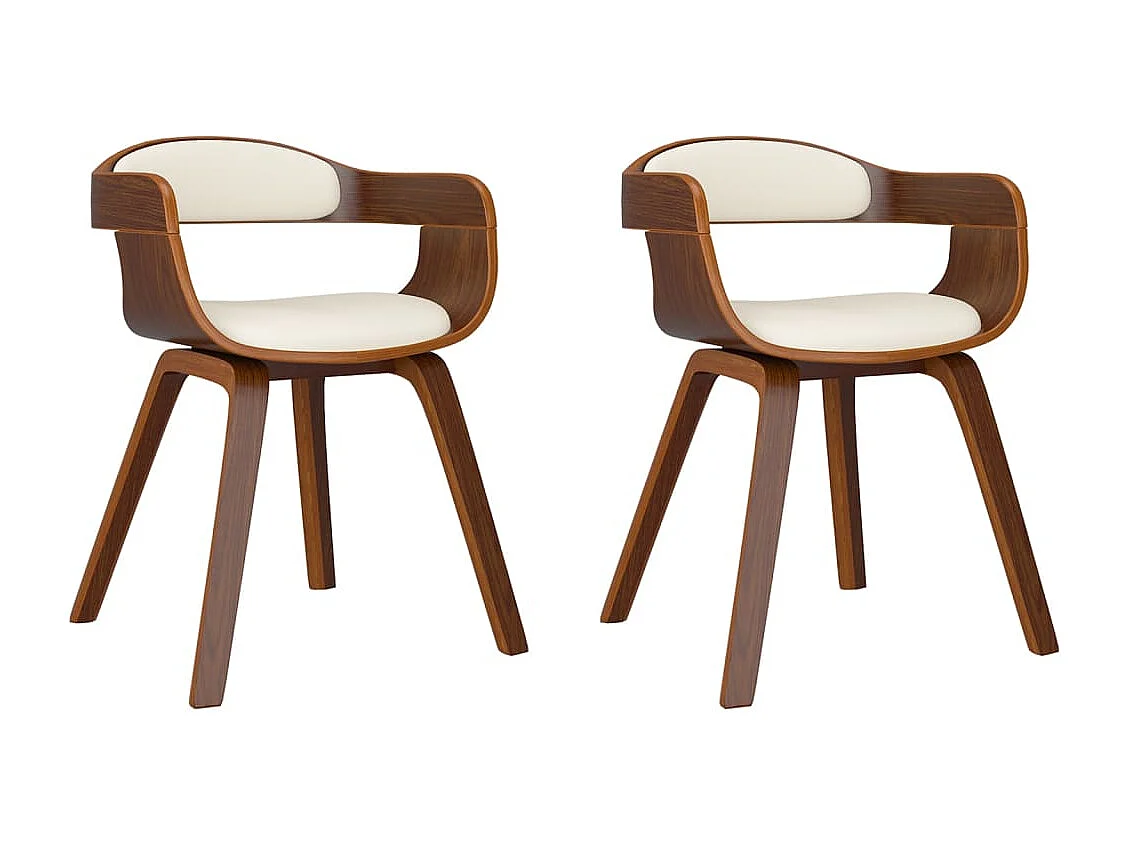 Lot de 2 Chaises de salle à manger crème similicuir et bois courbé FR267737