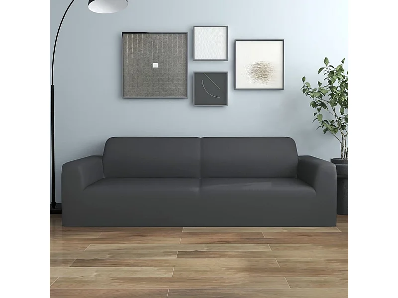 Funda elástica de sillón de 3 plazas poliéster jersey antracita ES230335