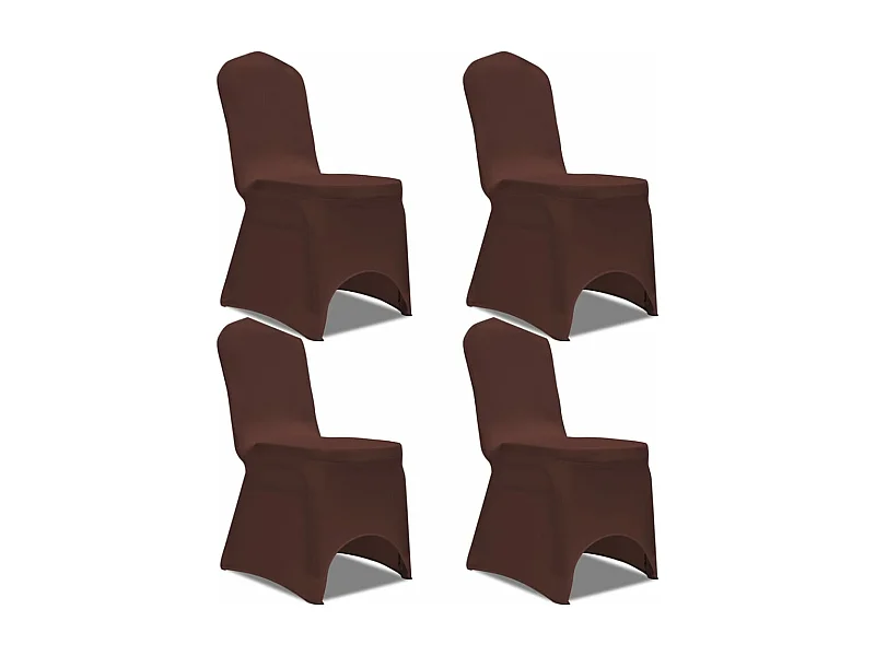 Housse de chaise extensible 4 pcs marron FR760859