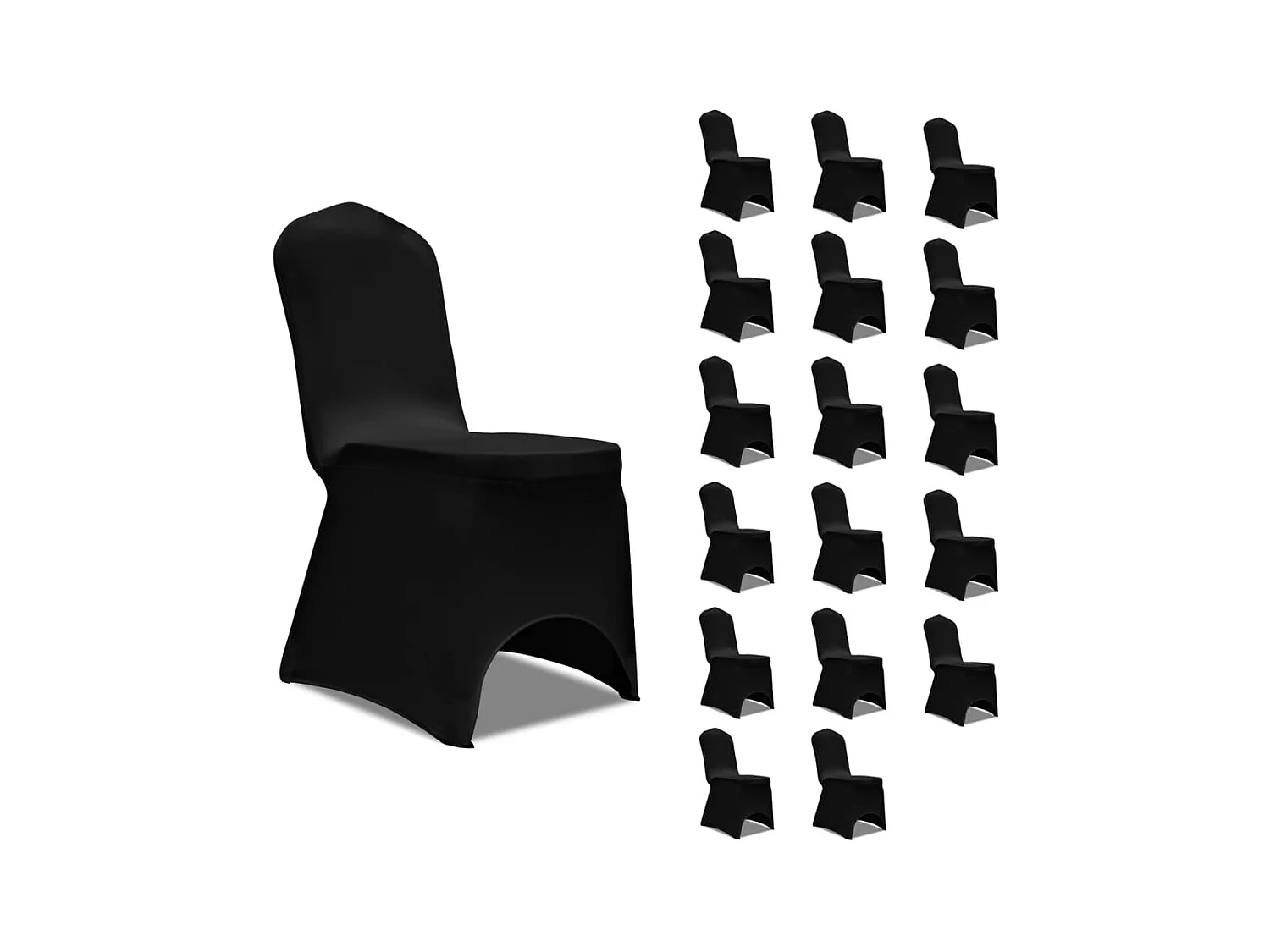 Housses élastiques de chaise Noir 18 pcs FR613920