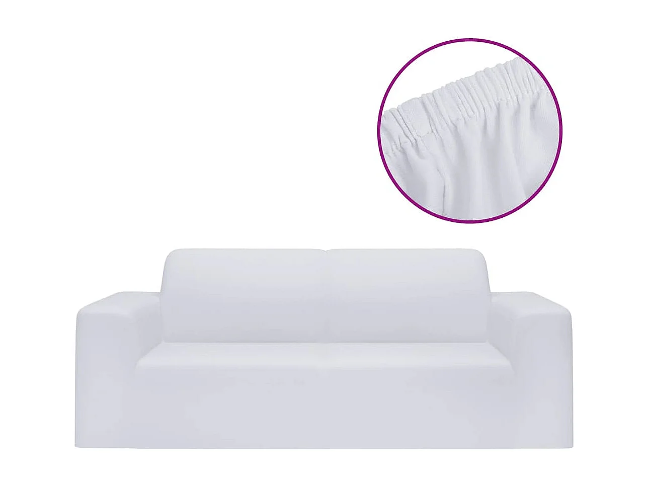 Capa de sofá elástica 2 lugares jersey de poliéster branco PT751127