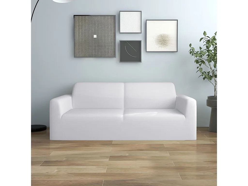 Tweezitsbankhoes stretch polyester jersey wit BE441172