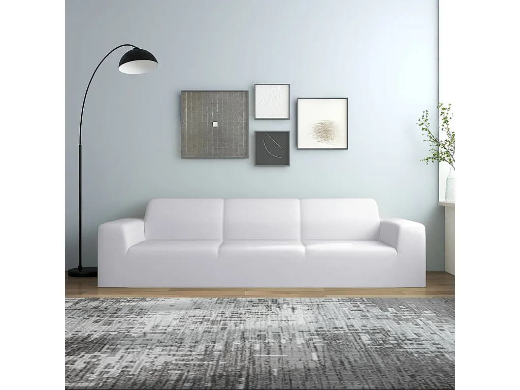 Funda elástica para sofá de 4 plazas poliéster jersey blanca ES957310