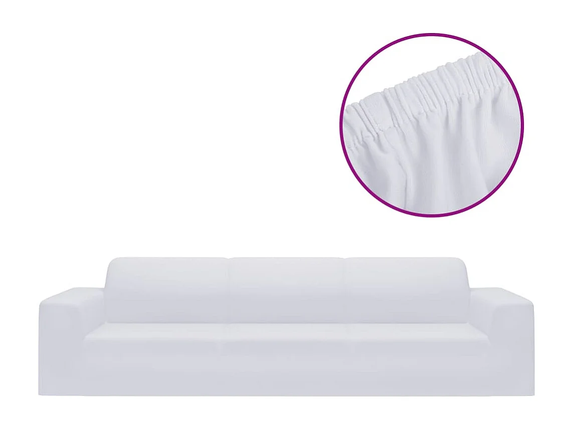 Funda elástica para sofá de 4 plazas poliéster jersey blanca ES957310