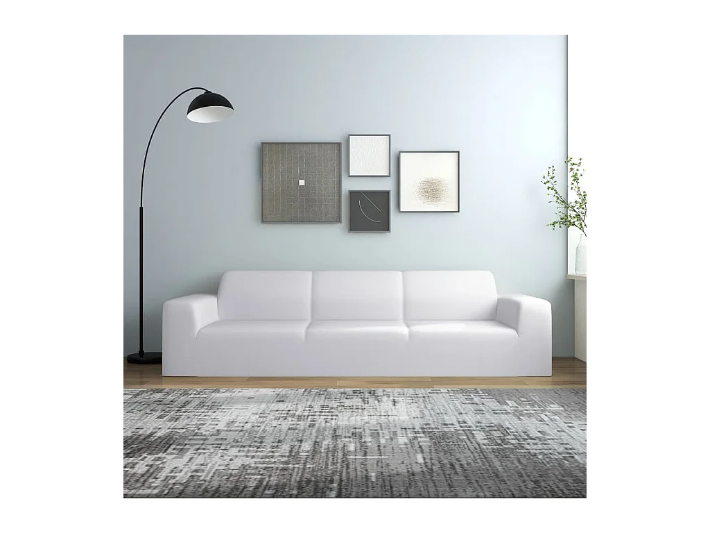 Housse extensible de canapé 4 places Blanc Jersey de polyester FR241062