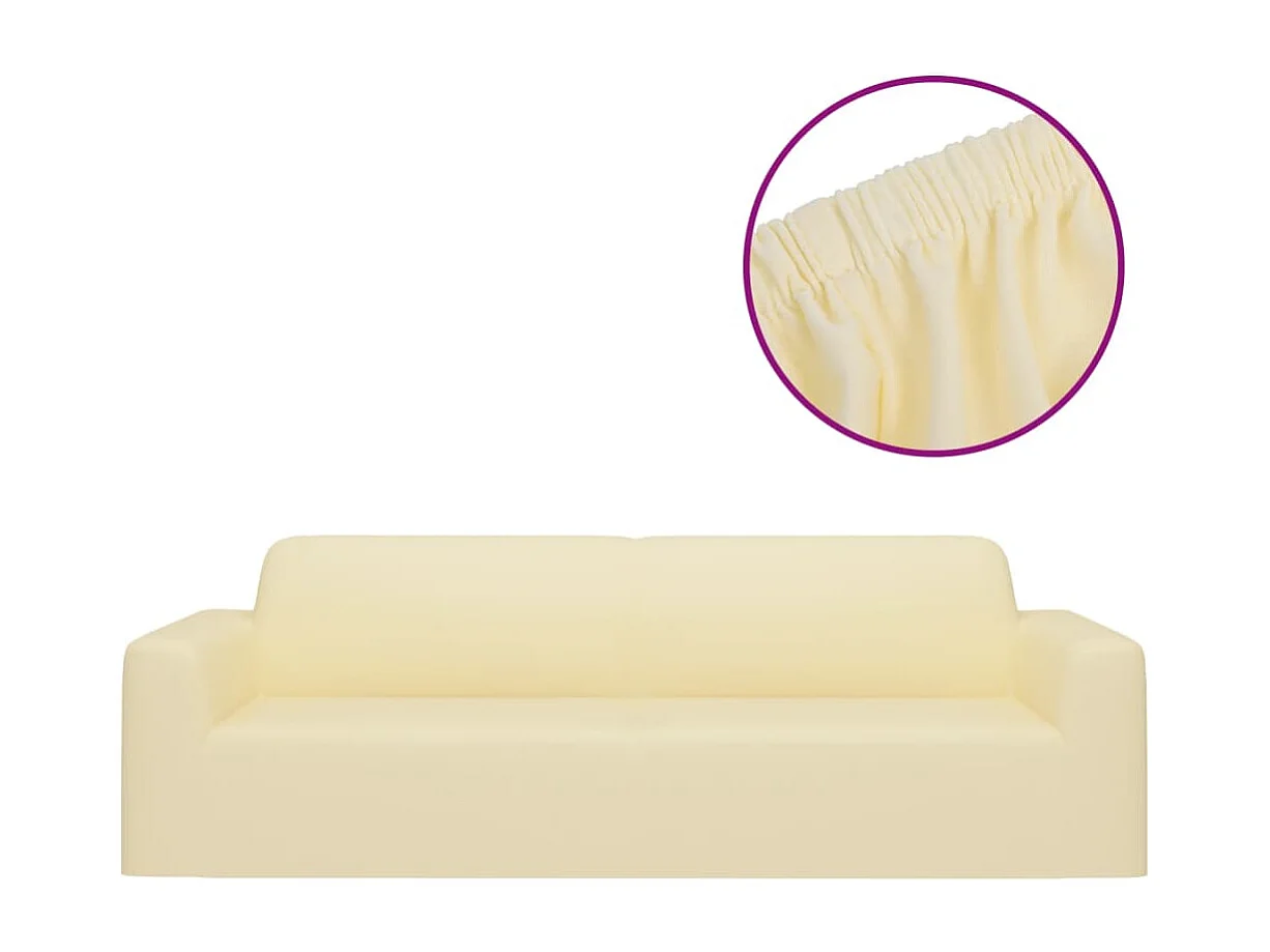 Housse extensible de canapé 3 places Crème Jersey de polyester FR181812